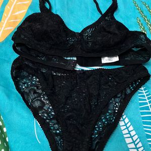 Black Net Bra & Panty Set