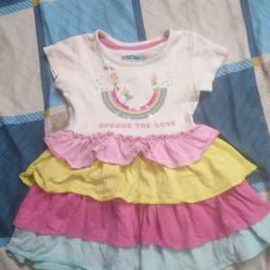 Cute Rainbow Pattern Frilled Frock