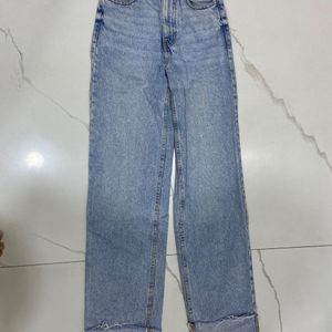 straight fit high waist denim jeans