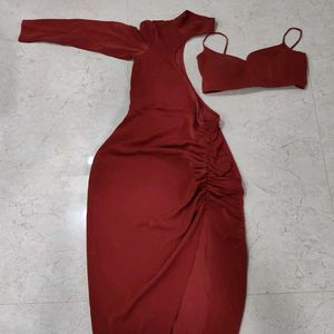 Maroon red wine dress