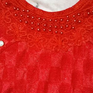 Red Cold Shoulder Top