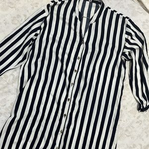 White And navy Blue Strips kurta