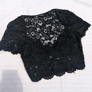 Zara Black Lace Crop Top