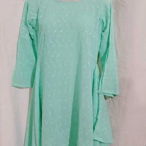 Green Kaftan Kurti With Cutting Sleeves