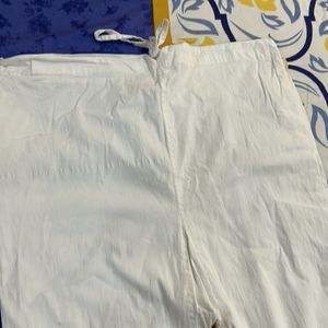 Pure Cotton Embroidered White Pants