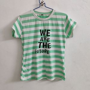 Green and White Tee