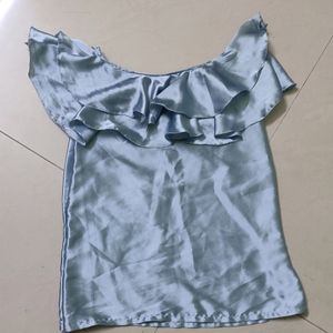 Blue Ruffle Top