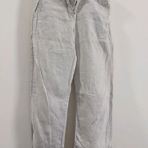 Branded linen Cream Pants For Women