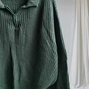 Darkgreen Zip Sweater