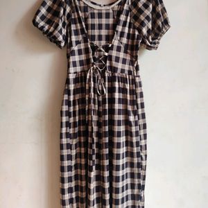 Gingham lace Up Dress