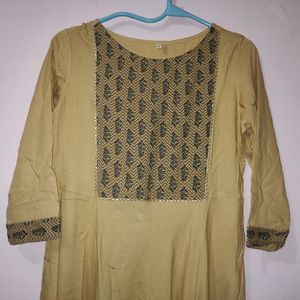 Cream Rounded Long Kurti