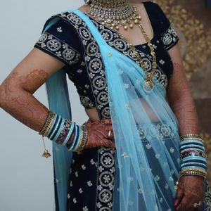 Blue Bridal Lehnga With Net Dupatta