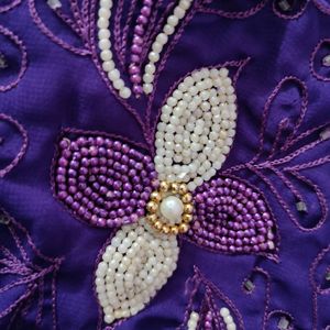 Embroidered Pearl Saree