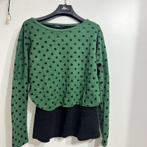 Warm Green Dotted Top