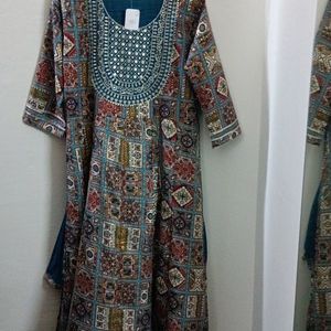 Multicolored Anarkali Kurti Set