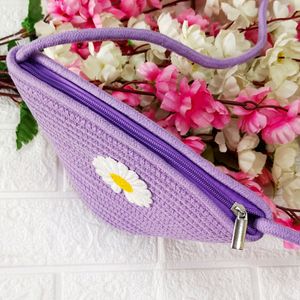 Cutest lavender Jute Sling Bag