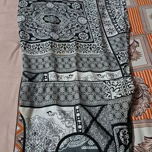 Jaipuri Print Black And White Kurti