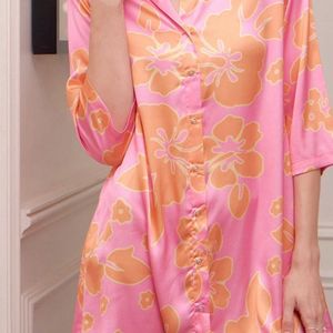 Satin Shirt Dress