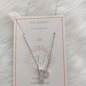 925 Silver Letter 'p' Pendant With Chain