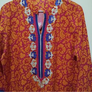 Shree Pink Orange  Kurta And Multicolor Kurt