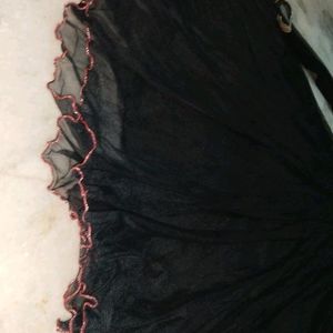 Super Ghair Black And Red Anarkali Suit