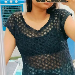 Trendy Black Crop Top (Unused)🌷SALE🌷