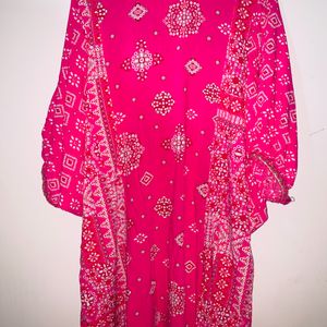 Biba Bandhani Pink Kurta XL