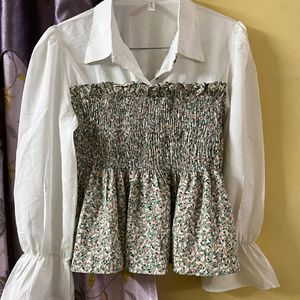 Smock Top With Puffed Sleeves