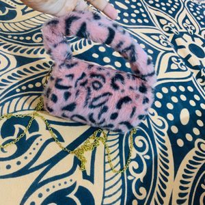 Cute Leopard Print Purse With Long Chain