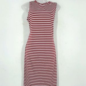 Miss Chase Maroon Stripped Dresses(Women's)