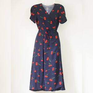 Cherry Print Wrap Dress