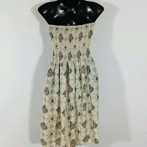 Beige Printed Casual Tube Dress (Women's)