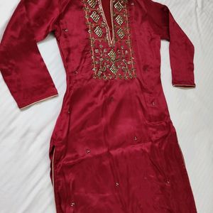 Wedding Red Meena & Zardozi, Zari Work Silk Suit