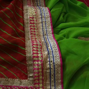 Gotta Paati Work New Saree With Unstitched Blouse