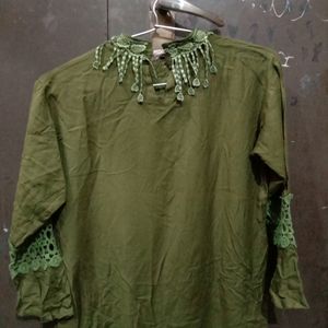 Olive Green Necklace Top