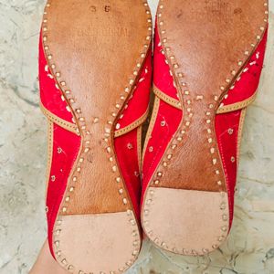 Red Embellished Juttis/ Mojaris