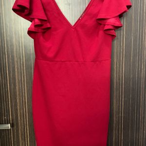 Shein Red V Neck Dress