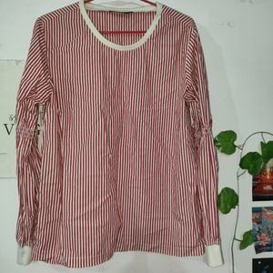 Ether Red White Striped Top