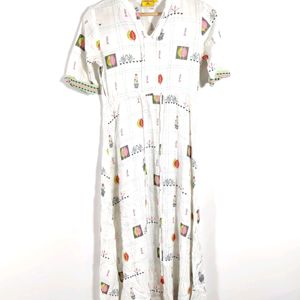 White Printed Casual Kurta/Dress (Women)