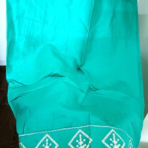 Sequence Work Neck Stitched Green Kurta