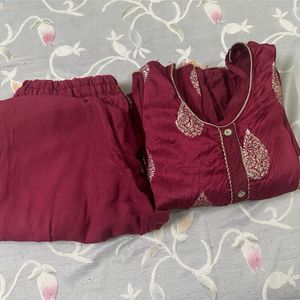 Maroon Colour Kurta Set