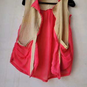 Pink And Khadi Coloured Shrug500