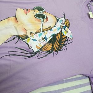 Printed Lavender T-shirt for Women.