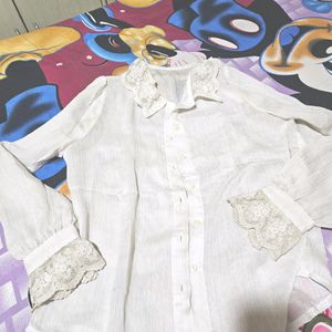 Aesthetic Cottage Vibe White Lace Shirt