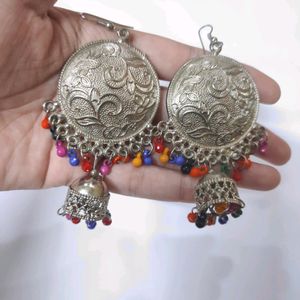 Rajasthani Style Multicolored Metal Jhumka