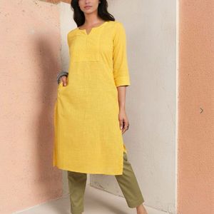 Mustard Straight Fit Kurta