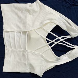 Backless White Padded Crop Top