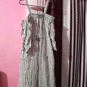 White Striped Stylish Off Shoulder Jumpsuit