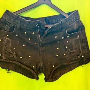 Distressed Denim studded Shorts