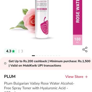 🌹Plum Bulgarian Valley Rose Water Spray Toner